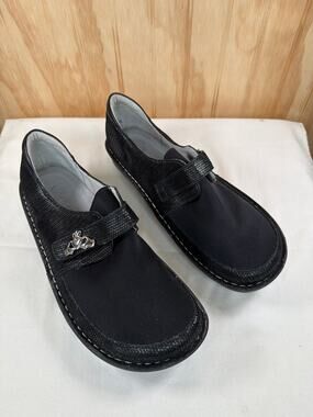 Alegria Breena Black Leather Slip-On Shoes Hook & Loop EU 42 US 11.5-12